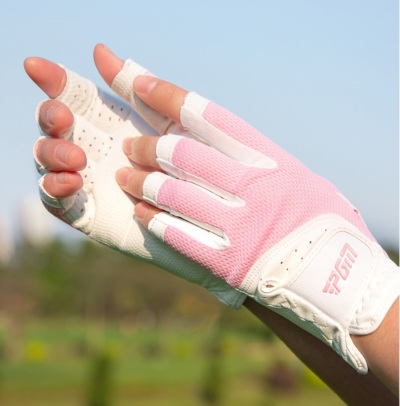 ゴルフグローブ 両手用 PGM 女性用 指出し 指先カット ネイルグローブ