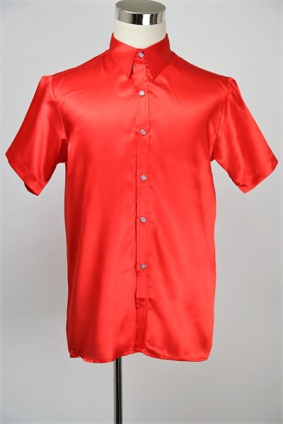 haru です★美品★サテンBIGシャツ COFREX】 スタンドゴムシャーリング 長袖 レディースデザイン