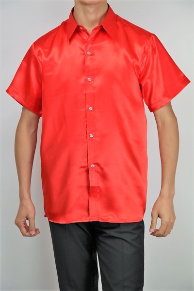 サテンシャツ 半袖 4色 レギュラーカラー シャツ Wonder Stage